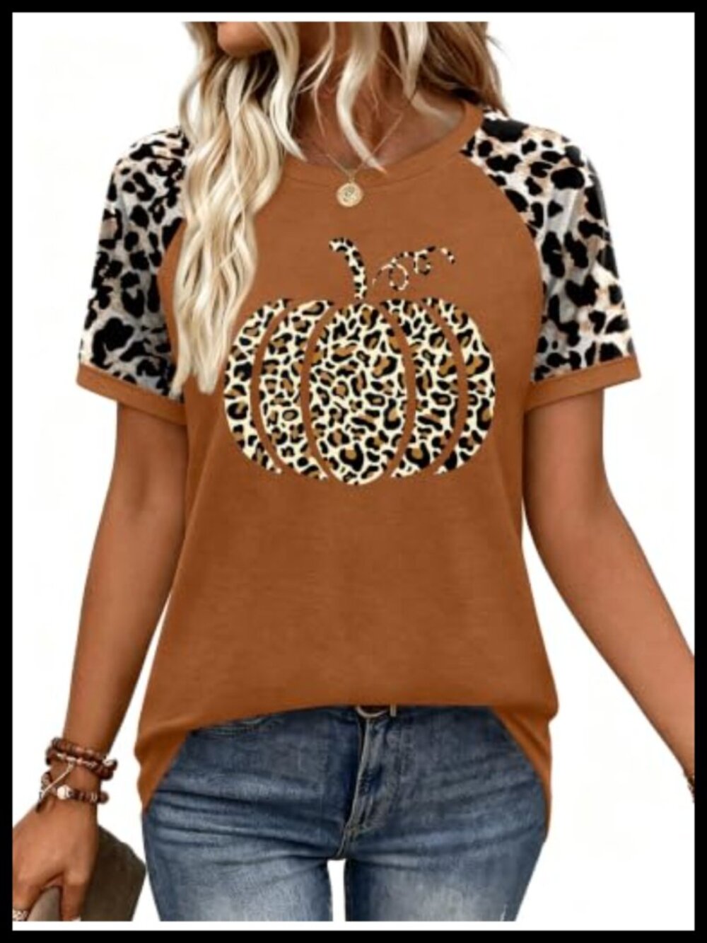 Womens Halloween Pumpkin Graphic Tee Crew Neck Short Sleeve Fall T-Shirt